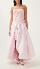 Emiko Strapless 3D Floral Maxi Dress