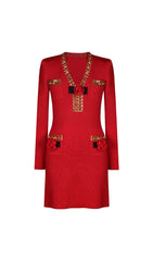 Emilie Black Sequin & Bow Long Sleeve Mini Dress