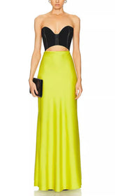 Emery Strapless Two-Tone Cutout Maxi Dress
