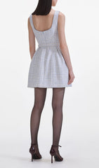 Chic Blue Boucl Tweed Mini Dress