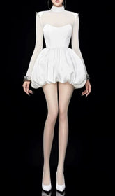 Jana Chic White Bubble Hem Mini Dress