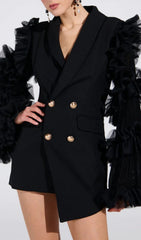 Kaleena Dramatic Tulle Sleeve Blazer Dress