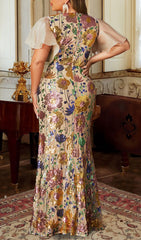 Dazzling Izetta Plus Size Floral Sequin Maxi Dress