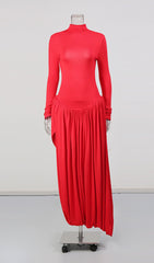 Javon Radiant Red Long Sleeve Maxi Dress