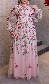 Helia Enchanting Floral Embroidered Plus Size Maxi Dress