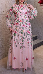 Helia Enchanting Floral Embroidered Plus Size Maxi Dress
