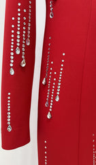 Joyita Red Diamante Long Sleeve Maxi Dress