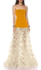 Gaenor Strapless Appliqu Sheer Maxi Gown