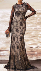 Chakra Black Floral Lace Maxi Dress