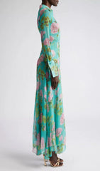 Baia Vibrant Teal Floral Maxi Dress