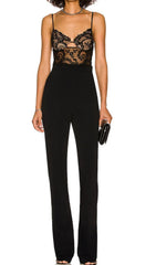 Elegant Black Lace Bodice Jumpsuit for Women