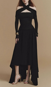 Gedalia Black Criss-Cross Off-Shoulder Maxi Dress
