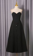 Jakub Black Strapless Button-Front Pant Dress