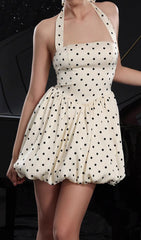 Dafydd Retro Polka Dot Halter Mini Dress