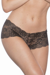 Black Lace Crotchless Boyshort Panty