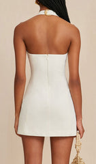 Brynly White Halter Mini Dress