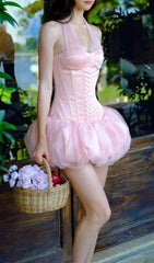 Jerrell Pink Coquette Halter Corset Tutu Mini Dress