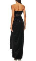 Kahlani Black Velvet Corset Maxi Gown