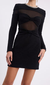 Glamorous Ardelis Black Crystal & Mesh Bodycon Mini Dress