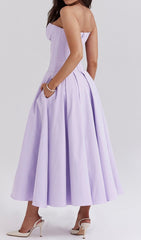 Devani Lavender Strapless Corset Midi Dress