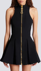 Idola Black High-Neck Mini Dress