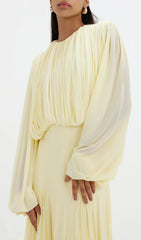 Jimena Yellow Pleated Maxi Dress