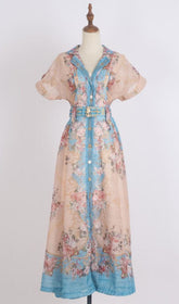 Gloria Enchanting Floral Belted Maxi Dress
