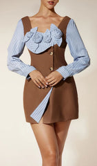 Eissa Bloom & Stripe Mini Dress