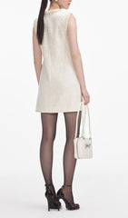 Chic Pearl Trim Boucl Mini Dress