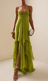 Emmalia Green Flowy Maxi Dress