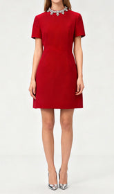 Jayde Dazzling Red Diamante Mini Dress