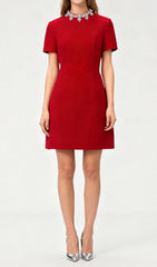 Jayde Dazzling Red Diamante Mini Dress