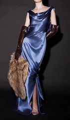 Haruki Luxe Satin Cowl Neck Backless Maxi Gown