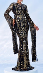 Cicely Opulent Gold Sequin Maxi Dress