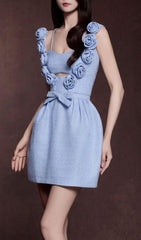 Jaznae Chic Blue 3D Floral Mini Dress