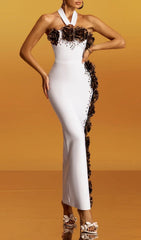 Gravistar Halterneck Floral Sculpting Maxi Dress