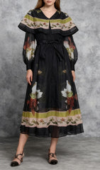 Ivi Black Floral Midi Dress