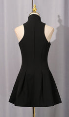 Idola Black High-Neck Mini Dress