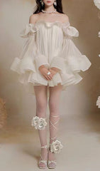 Jolie Ethereal Off-Shoulder Ruffle Mini Dress