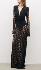 Jemma Black Sheer Lace Maxi Dress