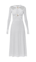 Braydon Chic Cutout Knit Long Sleeve Midi Dress