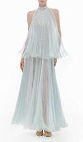 Halona Ethereal Halter Mesh Maxi Dress