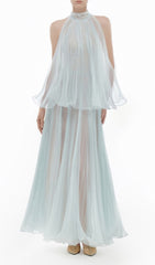 Halona Ethereal Halter Mesh Maxi Dress