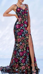 Fidelia Sequin Floral Corset Maxi Dress