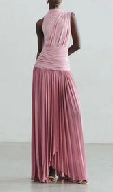 Juliana Draped & Pleated Maxi Dress