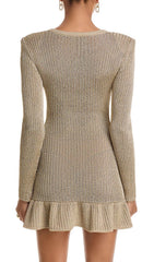 Shimmering Metallic Knit Mini Dress