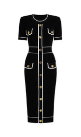 Gretel Sophisticated Button-Front Knit Midi Dress