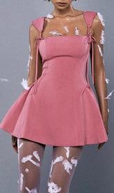 Edolie Chic Lace-Up Skater Mini Dress