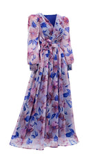 Ferial Romantic Blue Floral Maxi Dress