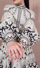 Camryn Black & White Boho Chic Belted Mini Dress